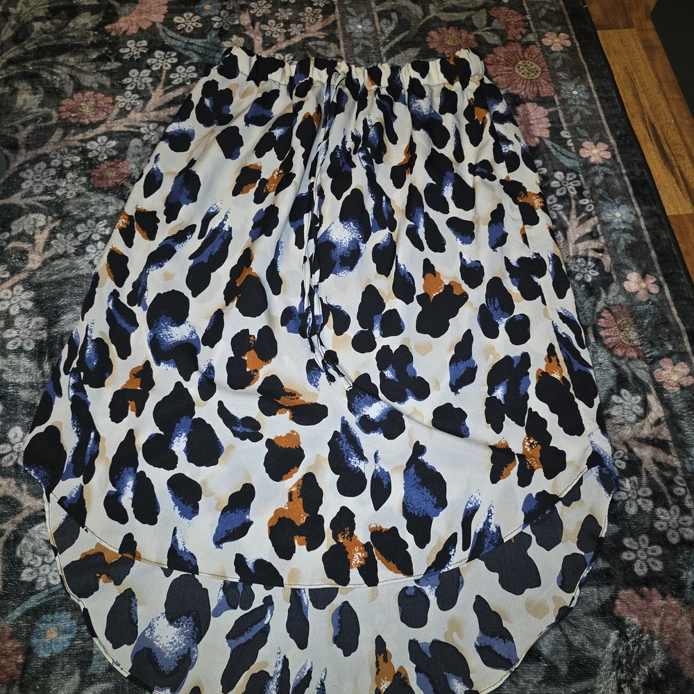 Shein Leopard Print High-Low Midi Skirt Small Elastic Waist Lightweight